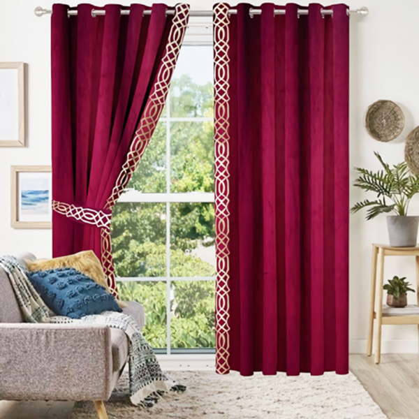 Luxury Velvet Curtains Side Border Pack Of (2)
