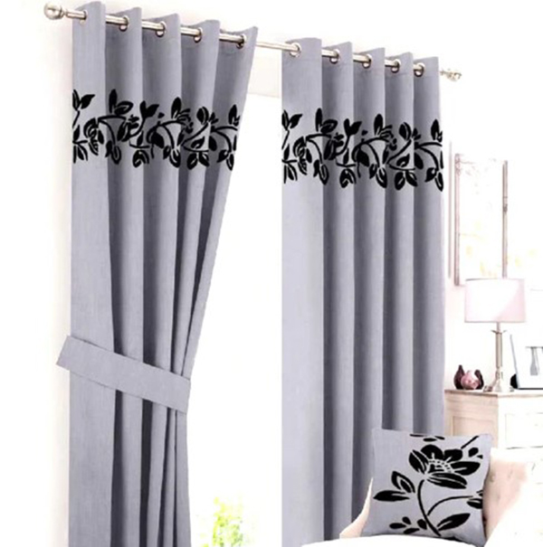 Luxury Floral Velvet Curtain Pack Of (2)