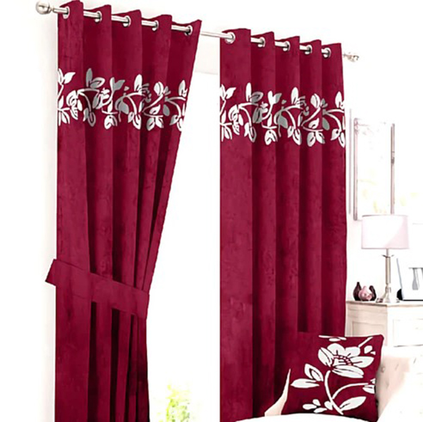 Luxury Floral Velvet Curtain Pack Of (2)