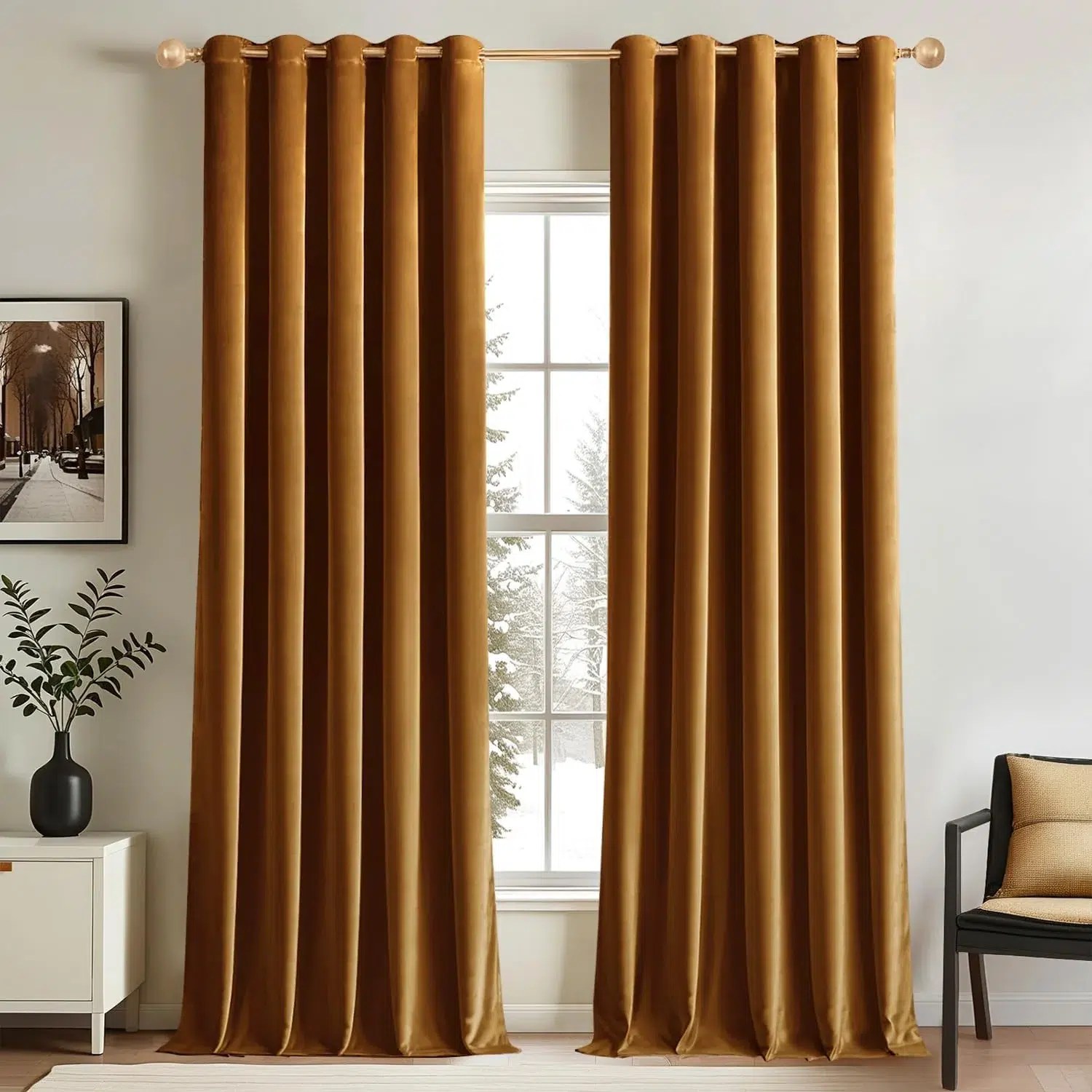 Plain Velvet Curtain (2 Curtain Sett)