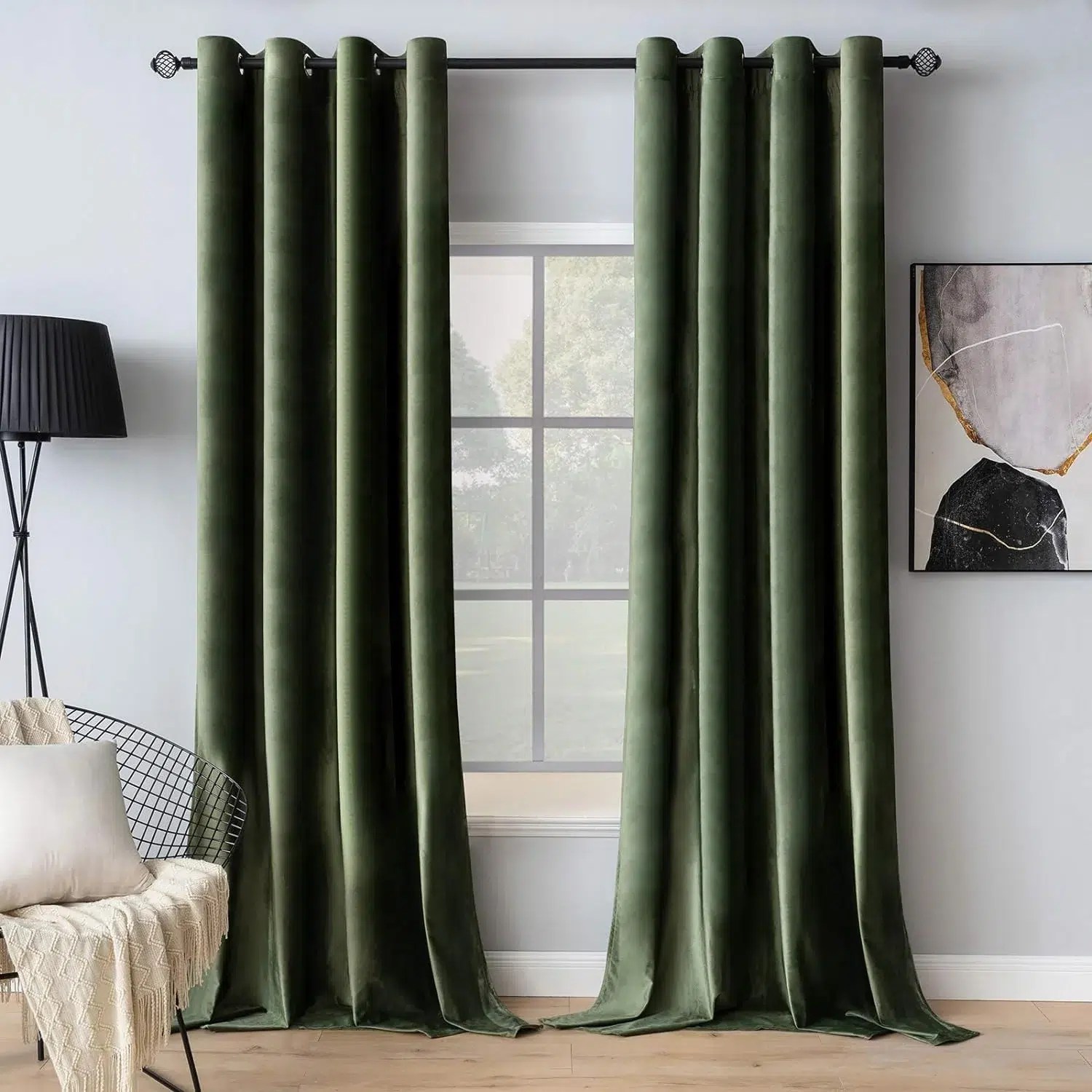 Plain Velvet Curtain (2 Curtain Sett)