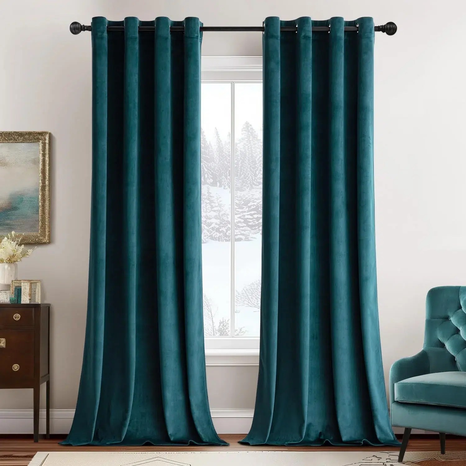 Plain Velvet Curtain (2 Curtain Sett)